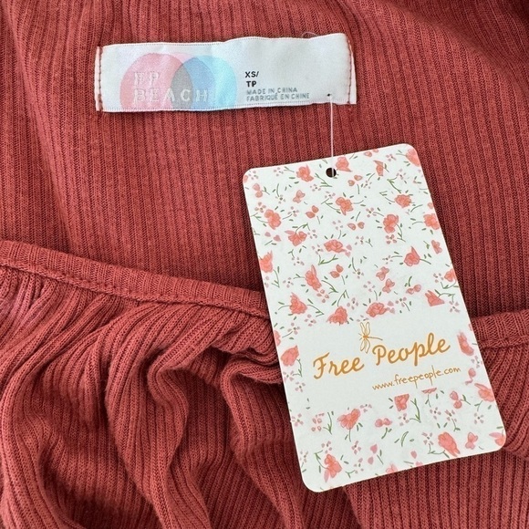 Free People Beach You’re the One Scoop Neck Crop Top Cherry Chai XS - Picture 9 of 14